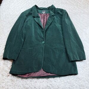 Mark Alan Green Polka Dot Blazer Women's 10 Button Front Career Vintage Preppy